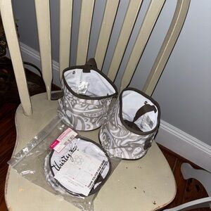 Thirty-One Brown and White Patterned Baskets